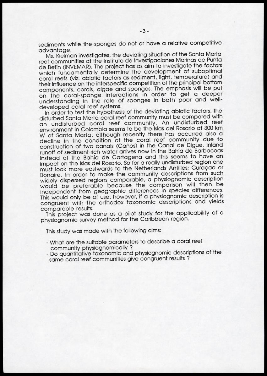 A comparison between quantitative taxonomic and physiognomic survey methods of hard substrate communities of the Santa Marte area, NE Colombia - Page 7