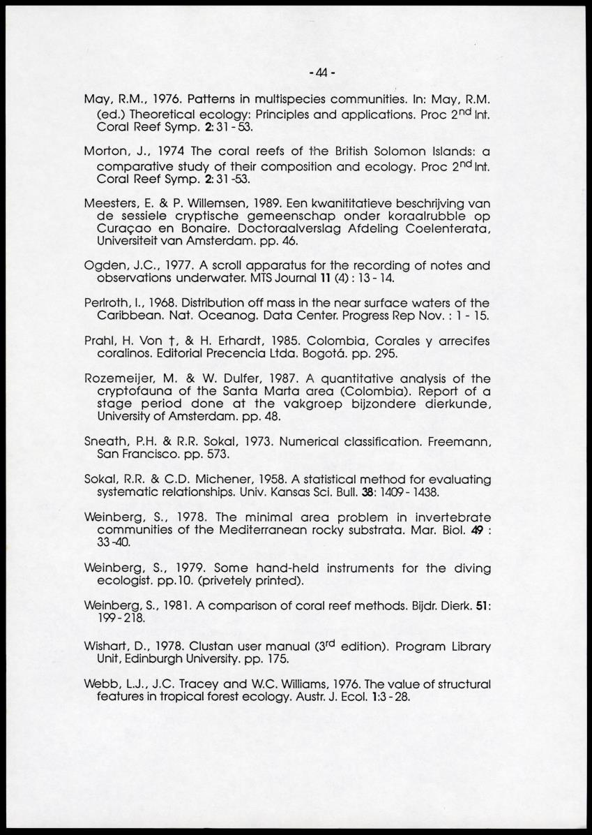 A comparison between quantitative taxonomic and physiognomic survey methods of hard substrate communities of the Santa Marte area, NE Colombia - Page 48