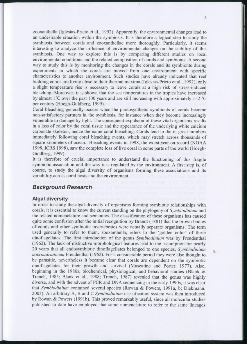 Genetic Variation of Symbiodinium along a Caribbean reef slope - New Page