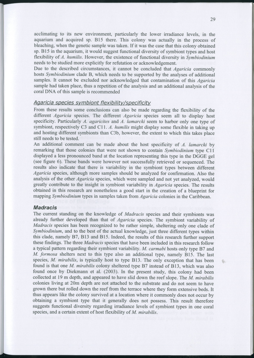 Genetic Variation of Symbiodinium along a Caribbean reef slope - New Page