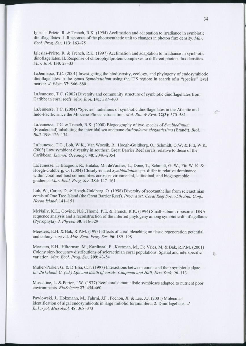 Genetic Variation of Symbiodinium along a Caribbean reef slope - New Page