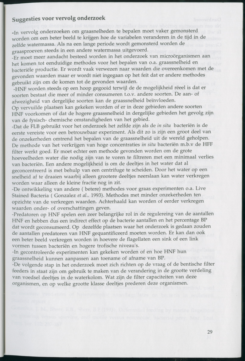 Aspecten van begrazing door heterotrofe nanoflagellaten op bacteriën in het pelagiaal boven koraalrif in relatie tot antropogene vervuiling - New Page