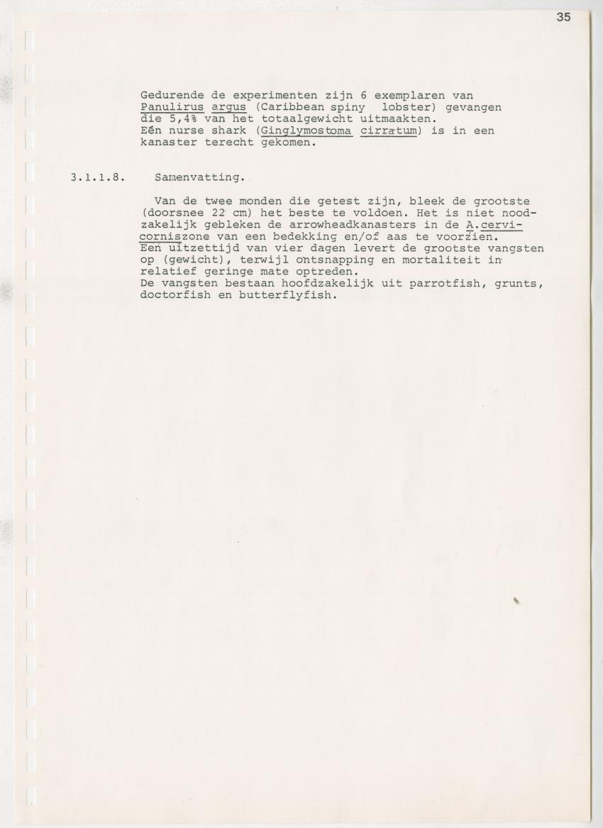 z Kanastervisserijonderzoek op Bonaire, Nederlandse Antillen - New Page