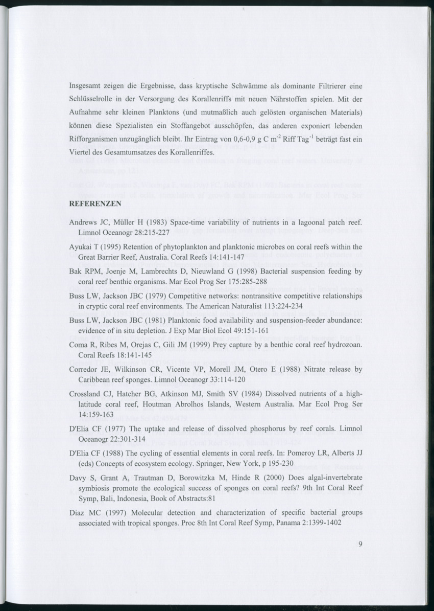 Feeding ecology of coral reef sponges - New Page