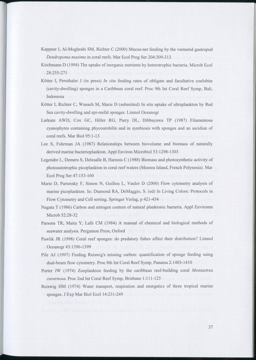 Feeding ecology of coral reef sponges - New Page