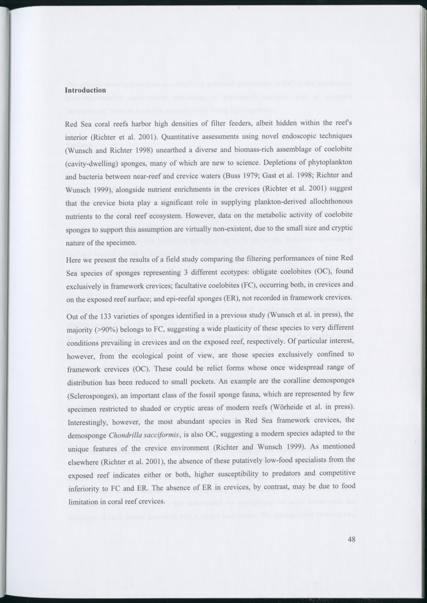 Feeding ecology of coral reef sponges - New Page