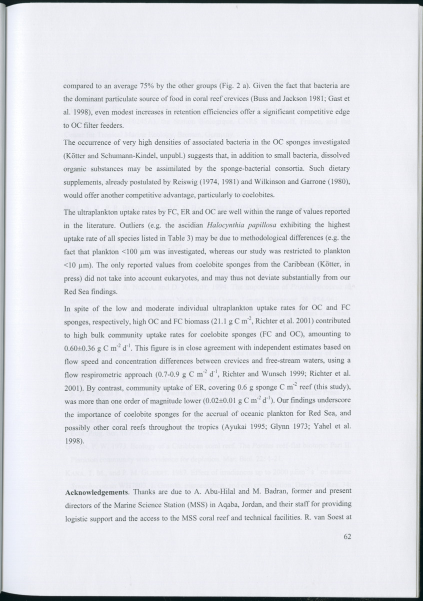 Feeding ecology of coral reef sponges - New Page