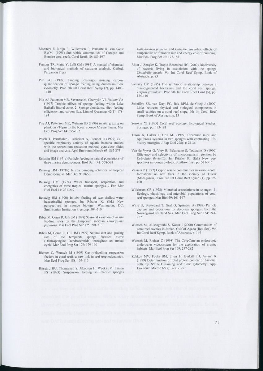 Feeding ecology of coral reef sponges - New Page