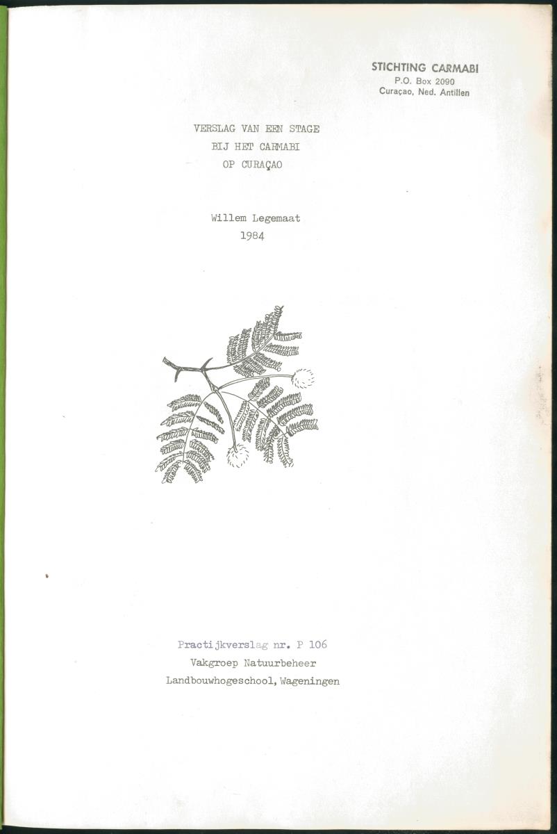 Z Verslag van een stage bij het Carmabi op Curaçao - met onder andere een Inventory report van het Curaçaos hert op Malpais. - New Page