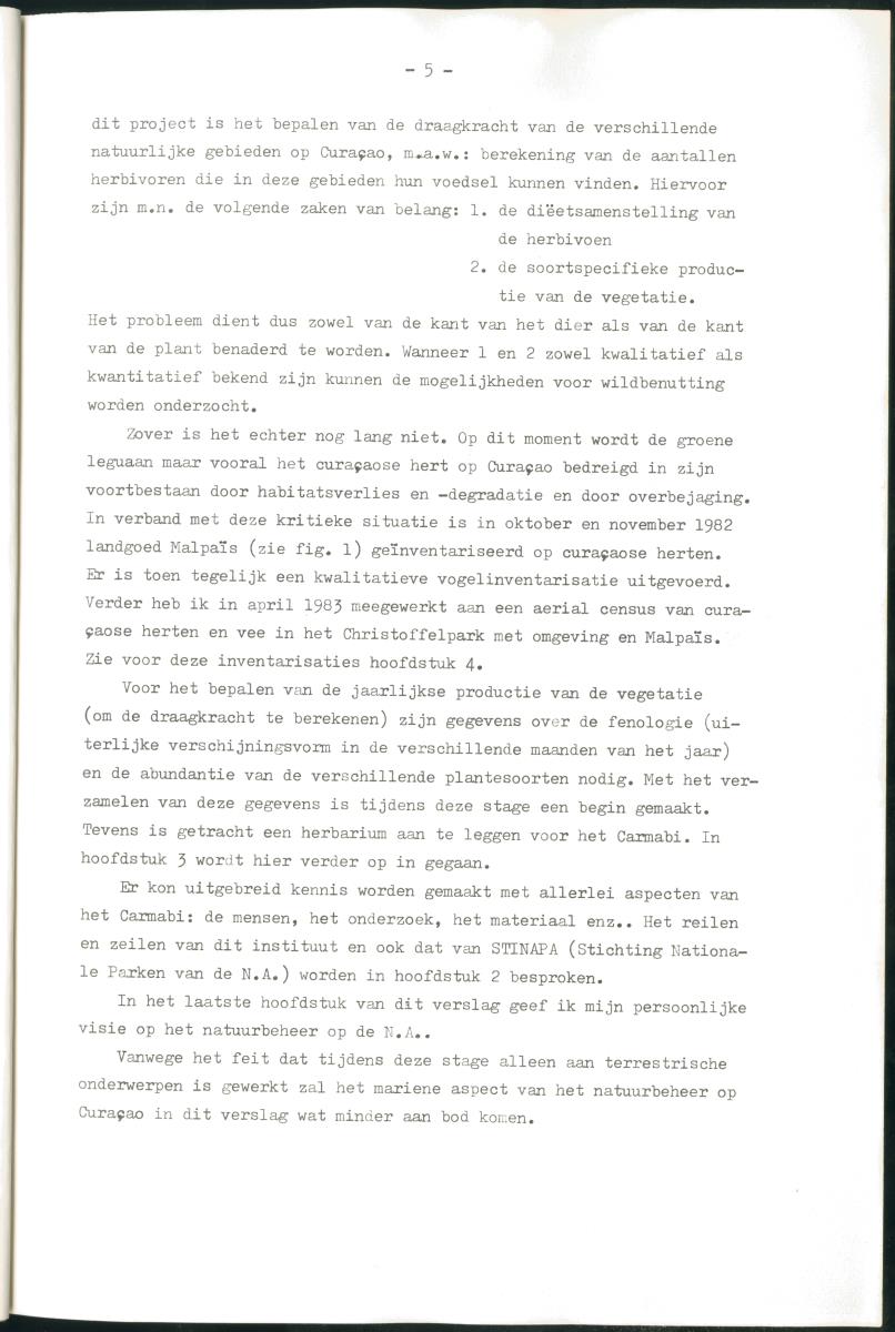 Z Verslag van een stage bij het Carmabi op Curaçao - met onder andere een Inventory report van het Curaçaos hert op Malpais. - New Page