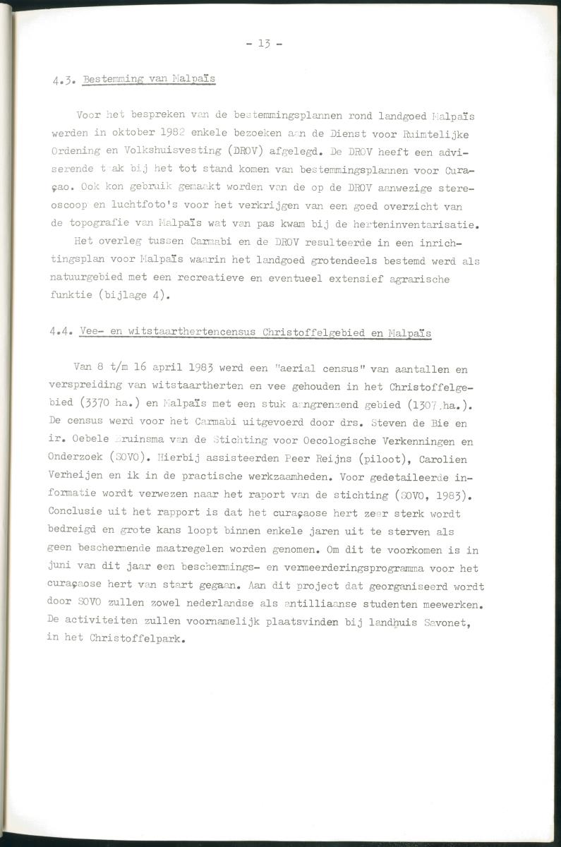 Z Verslag van een stage bij het Carmabi op Curaçao - met onder andere een Inventory report van het Curaçaos hert op Malpais. - New Page