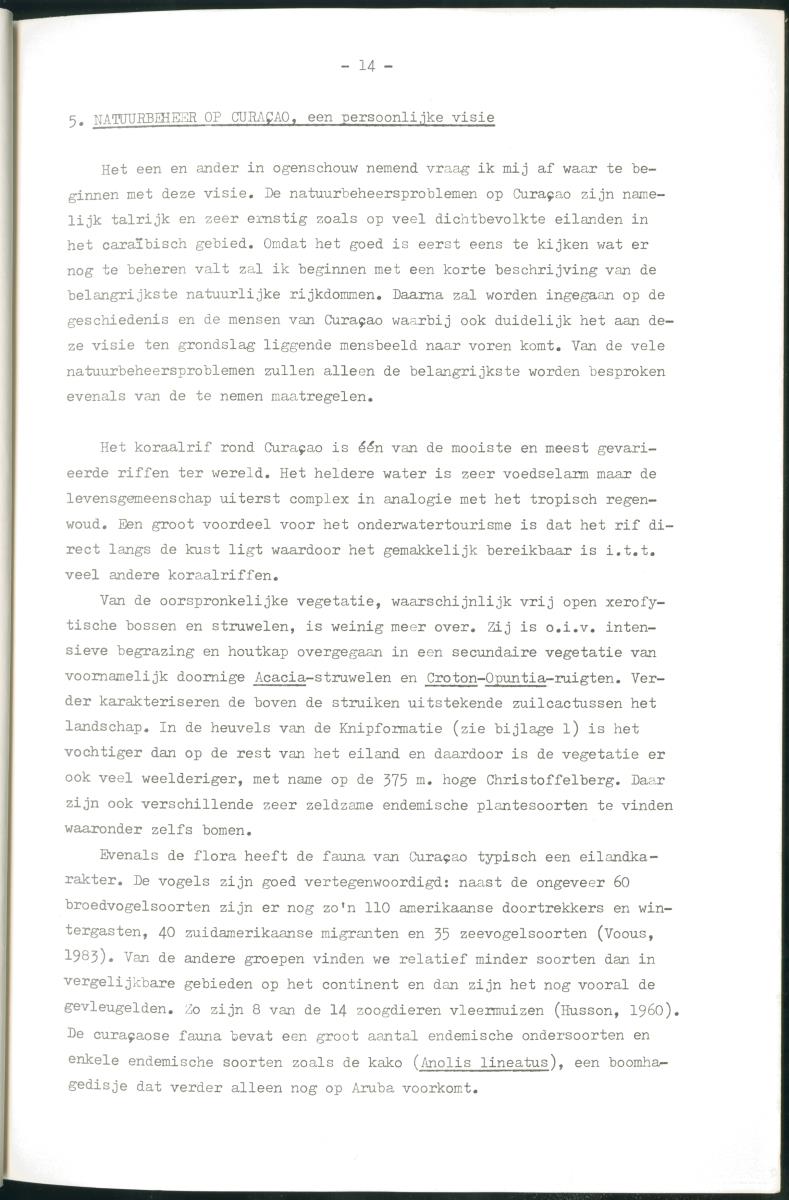 Z Verslag van een stage bij het Carmabi op Curaçao - met onder andere een Inventory report van het Curaçaos hert op Malpais. - New Page