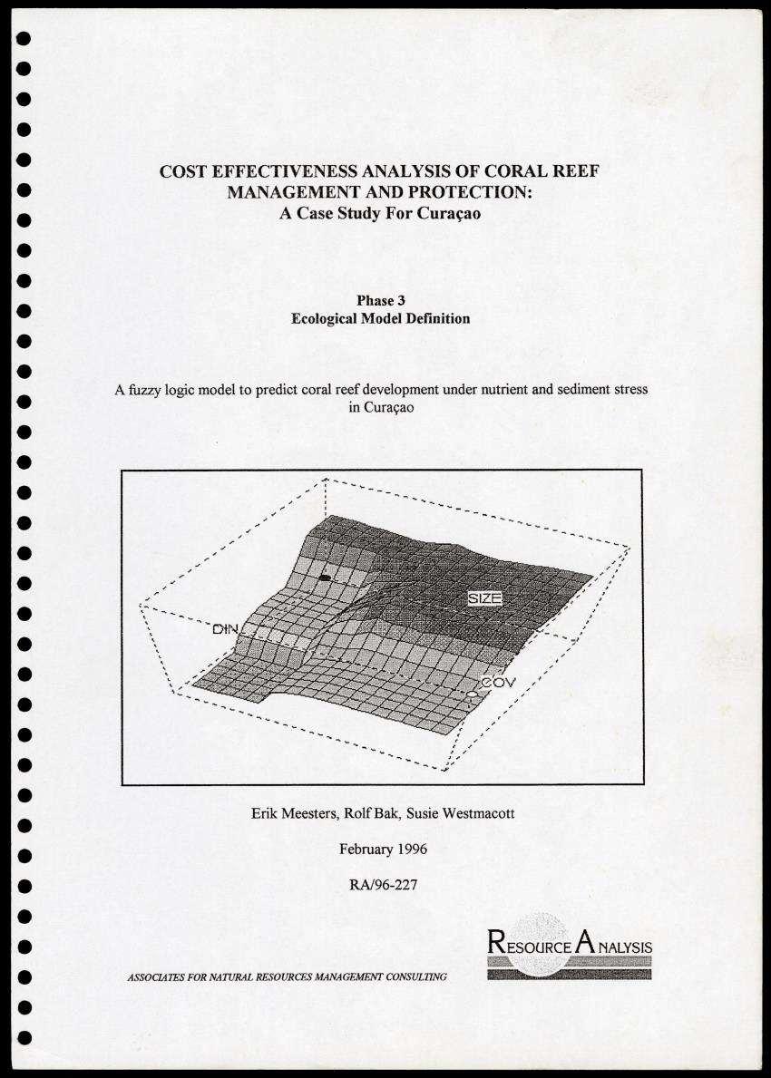 Z Cost Effectiveness Analysis of Coral Reef Management and Protection - A Case Study for Curacao - New Page