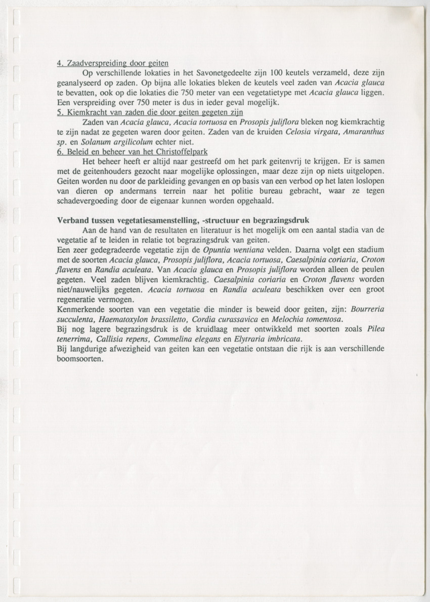 De invloed van geiten op de natuurlijke vegetatie van het Christoffelpark te Curaçao - New Page