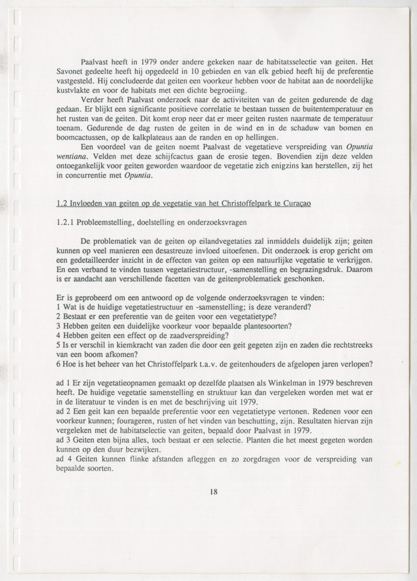 De invloed van geiten op de natuurlijke vegetatie van het Christoffelpark te Curaçao - New Page