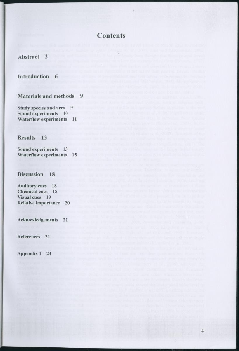 z Habitat selection of post-settlement stage French grunts (Haemulon flavolineatum) - auditory , chemical, and visual cues - New Page