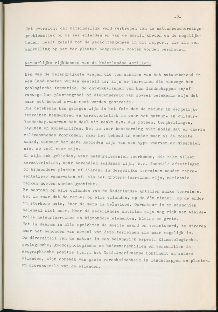 Z Natuurbehoud en Natuurbeheer op de Nederlandse Antillen. - Rapport van de studiereis in maart 1969 - New Page