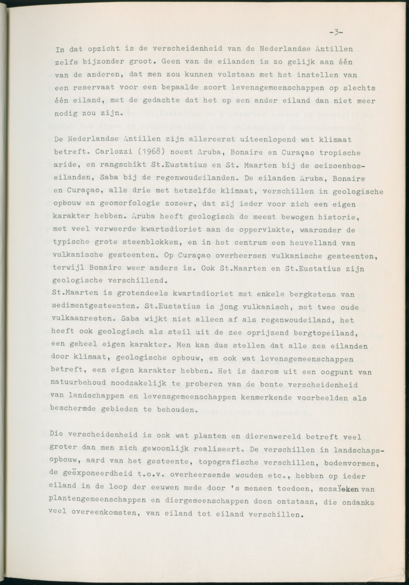 Z Natuurbehoud en Natuurbeheer op de Nederlandse Antillen. - Rapport van de studiereis in maart 1969 - New Page