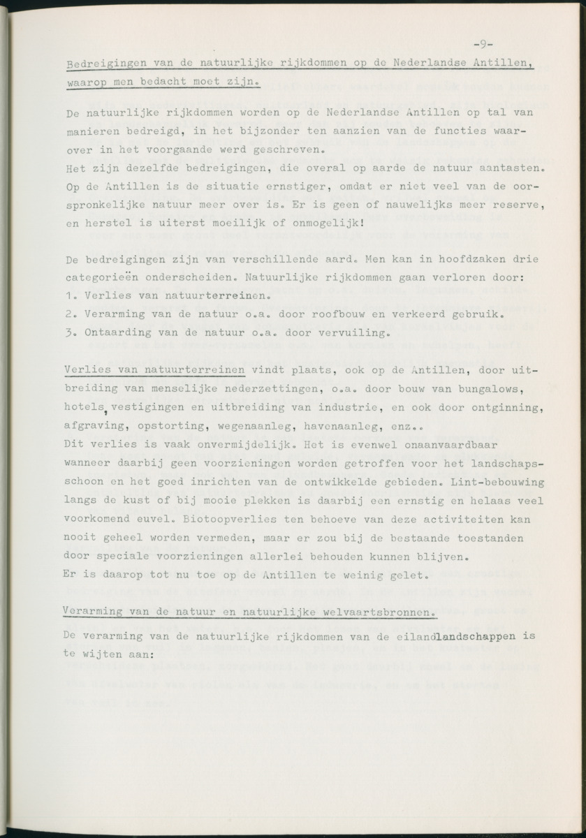 Z Natuurbehoud en Natuurbeheer op de Nederlandse Antillen. - Rapport van de studiereis in maart 1969 - New Page