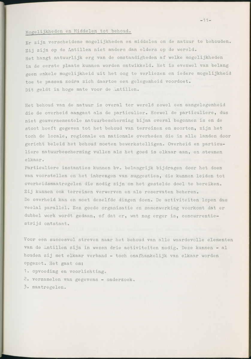 Z Natuurbehoud en Natuurbeheer op de Nederlandse Antillen. - Rapport van de studiereis in maart 1969 - New Page
