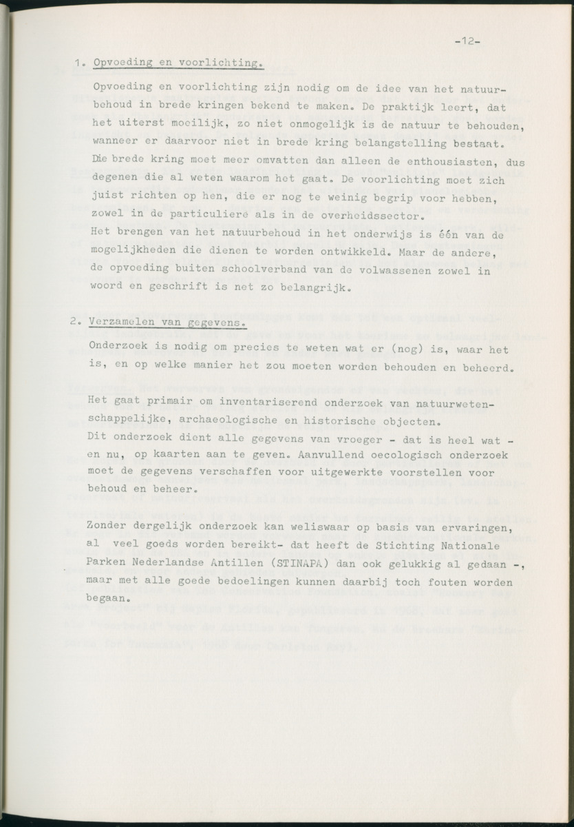 Z Natuurbehoud en Natuurbeheer op de Nederlandse Antillen. - Rapport van de studiereis in maart 1969 - New Page