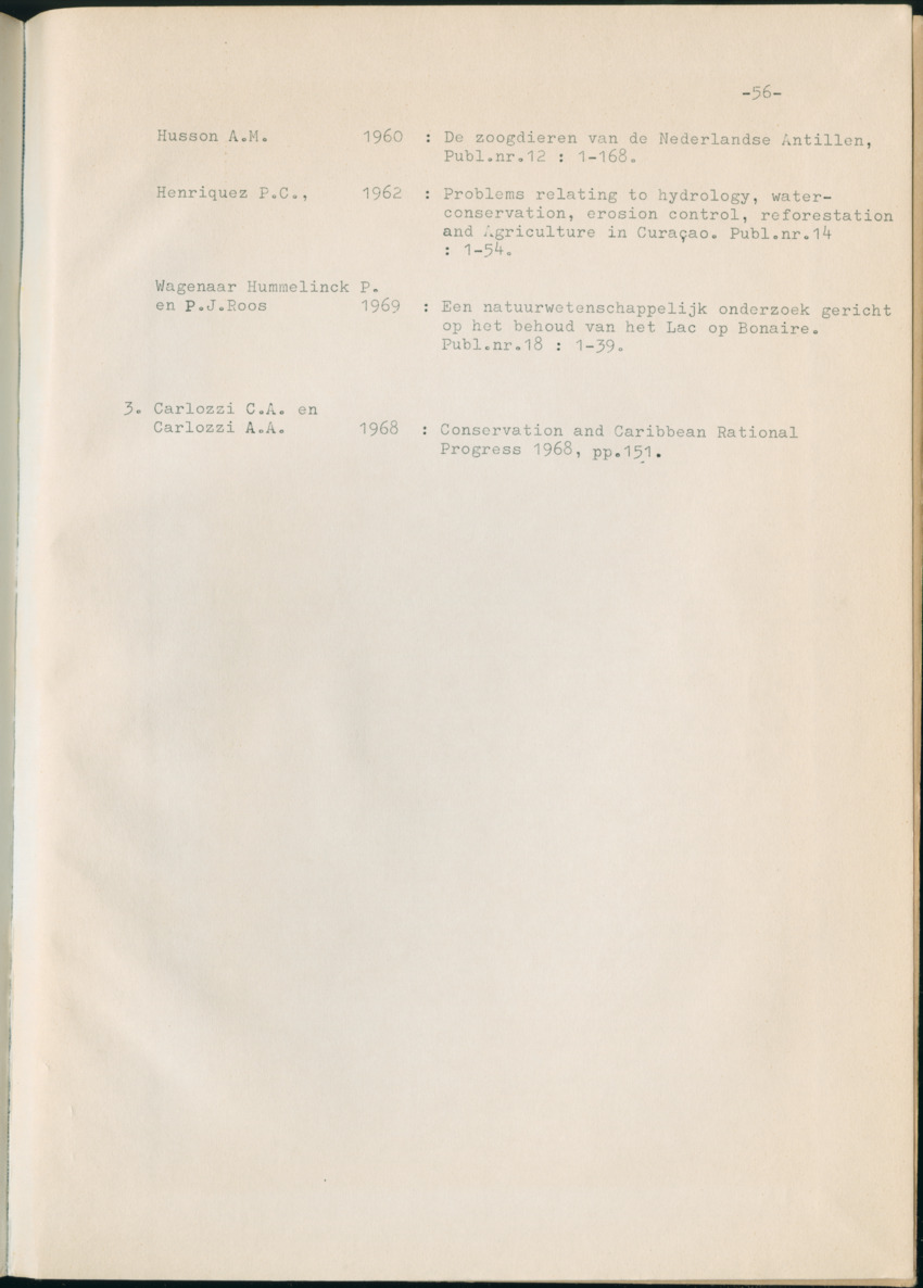 Z Natuurbehoud en Natuurbeheer op de Nederlandse Antillen. - Rapport van de studiereis in maart 1969 - New Page