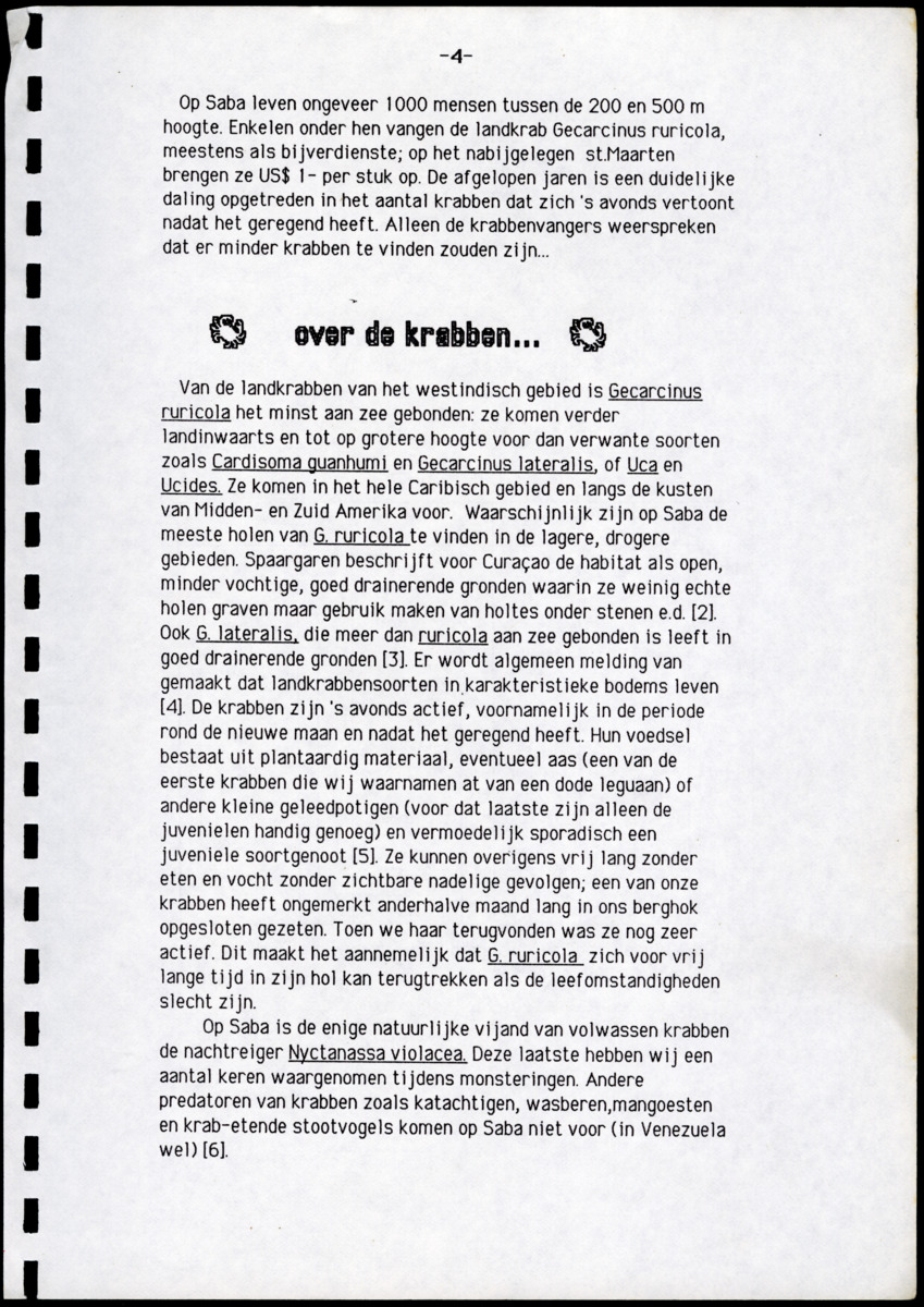 Ecologische en populatiedynamische waarnemingen aan de landcrab Gecarcinus ruricola (Latreille) op Saba & Een simulatiemodel voor de geëxploiteerde populatie - New Page