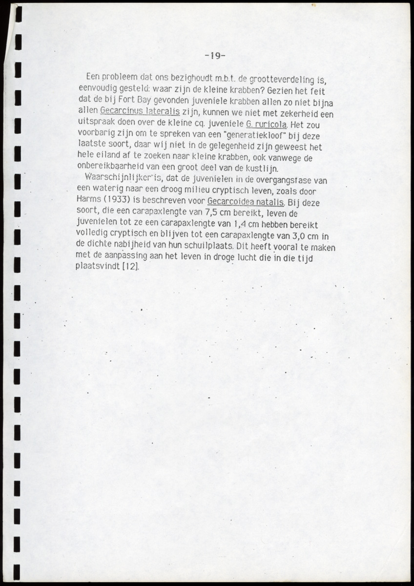 Ecologische en populatiedynamische waarnemingen aan de landcrab Gecarcinus ruricola (Latreille) op Saba & Een simulatiemodel voor de geëxploiteerde populatie - New Page