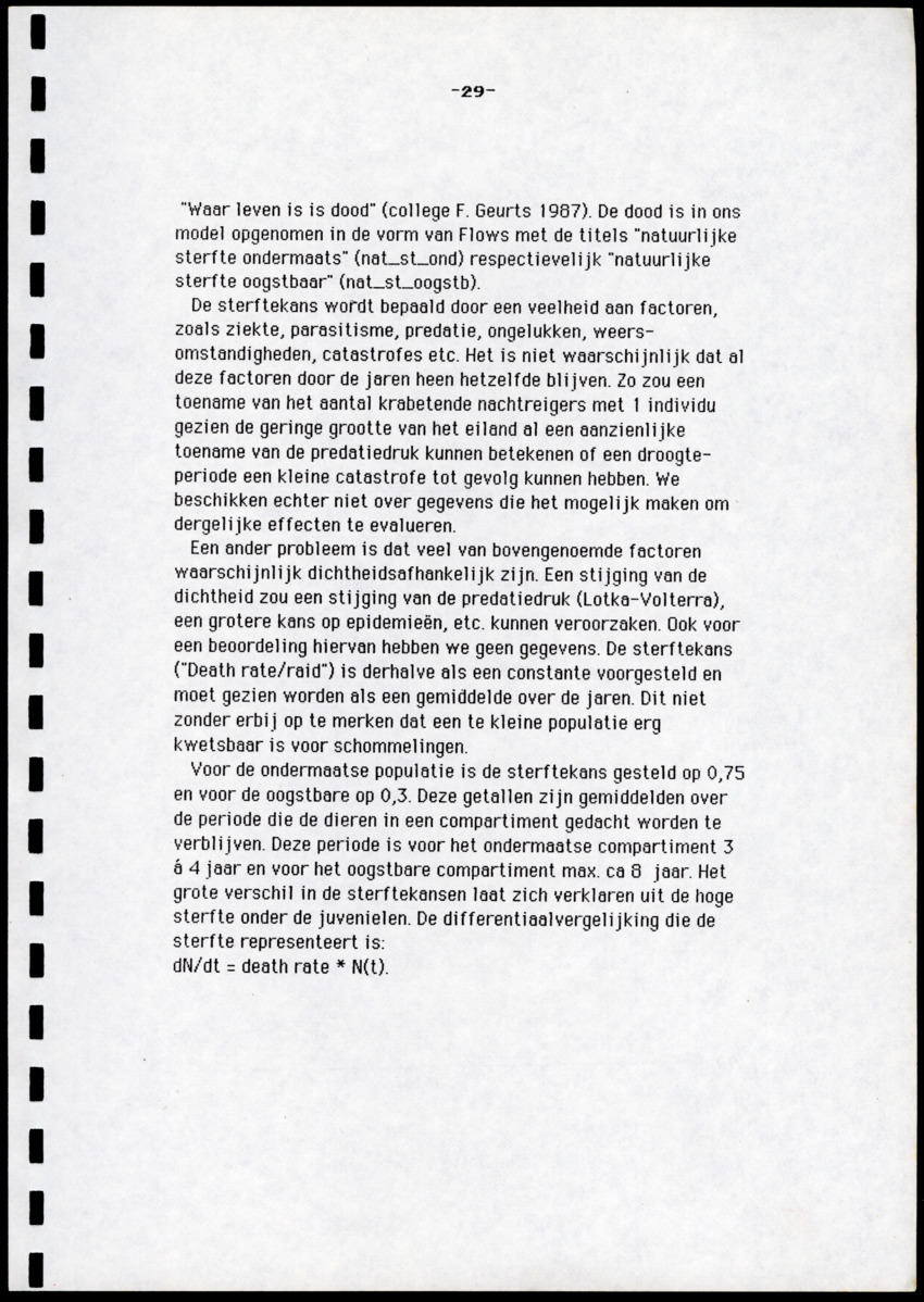 Ecologische en populatiedynamische waarnemingen aan de landcrab Gecarcinus ruricola (Latreille) op Saba & Een simulatiemodel voor de geëxploiteerde populatie - New Page