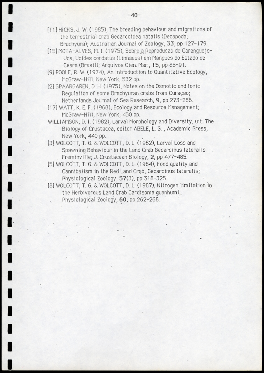 Ecologische en populatiedynamische waarnemingen aan de landcrab Gecarcinus ruricola (Latreille) op Saba & Een simulatiemodel voor de geëxploiteerde populatie - New Page