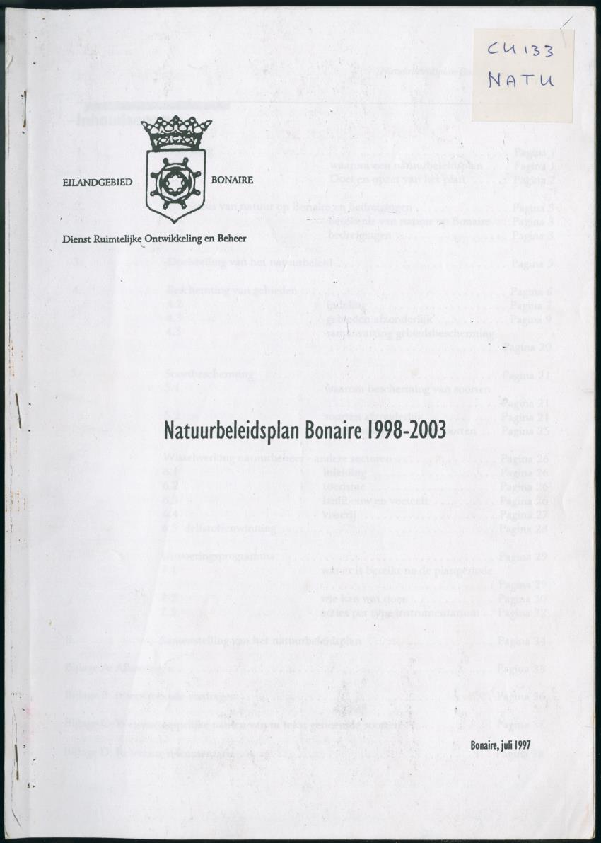 Z Natuurbeleidsplan Bonaire 1998-2003 - New Page