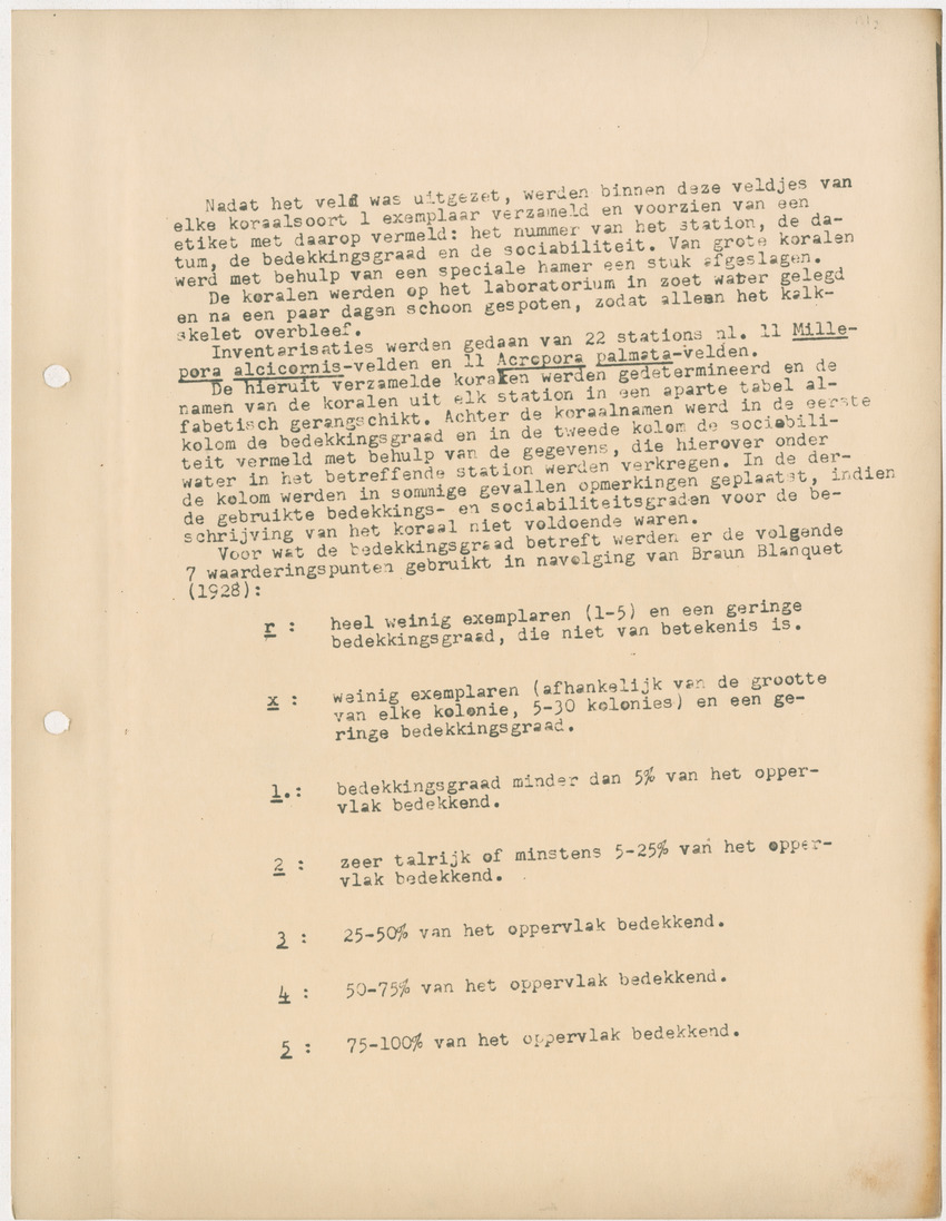 Voorlopig verslag van doctorale studie van W. Nagelkerken over de verschillen tussen Acroporetum-Milleporetum - New Page