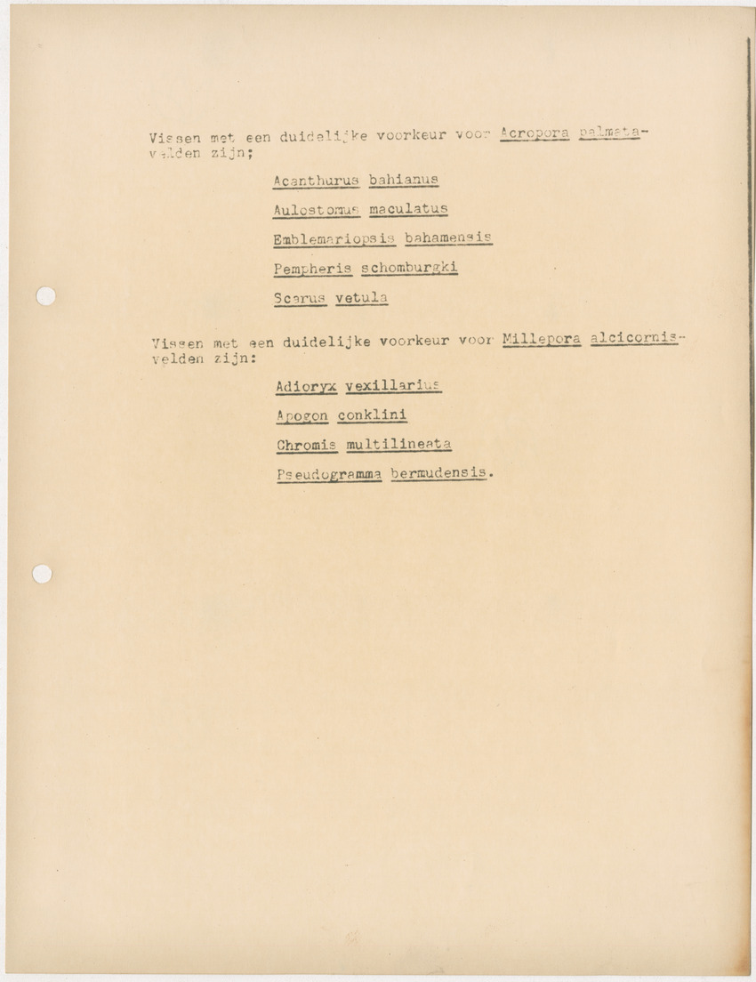 Voorlopig verslag van doctorale studie van W. Nagelkerken over de verschillen tussen Acroporetum-Milleporetum - New Page