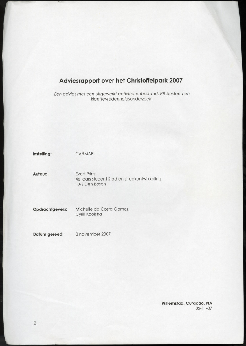 Adviesrapport over het Christoffelpark - 'Een advies met een uitgewerkt activiteitenbestand, PR-bestand en klanttevredenheidsonderzoek' - New Page