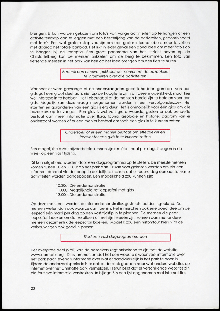 Adviesrapport over het Christoffelpark - 'Een advies met een uitgewerkt activiteitenbestand, PR-bestand en klanttevredenheidsonderzoek' - New Page