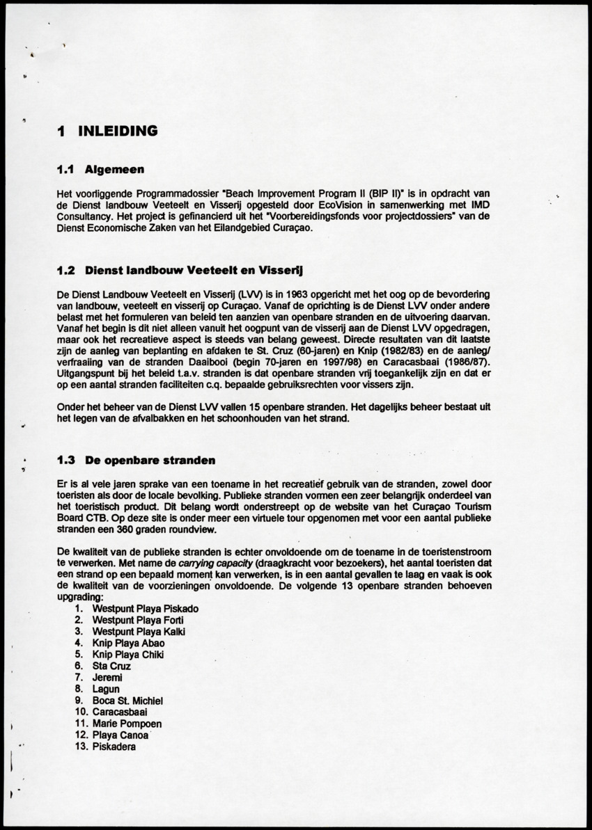 Programmadossier openbare stranden Curacao inclusief Plan Beheersorganisatie - New Page
