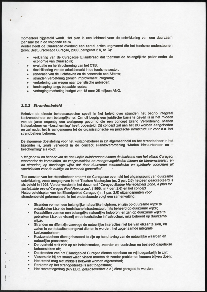 Programmadossier openbare stranden Curacao inclusief Plan Beheersorganisatie - New Page