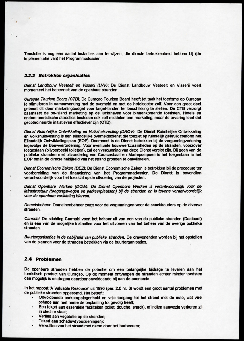 Programmadossier openbare stranden Curacao inclusief Plan Beheersorganisatie - New Page