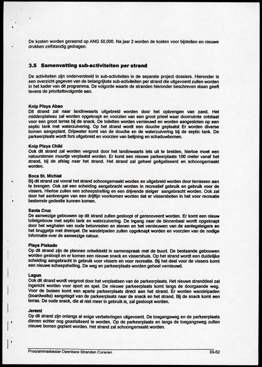 Programmadossier openbare stranden Curacao inclusief Plan Beheersorganisatie - New Page