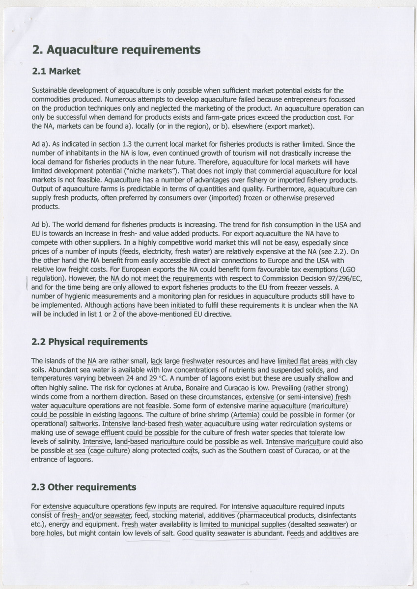 Aquaculture in the Netherlands Antilles - Quick scan of the development potential - New Page