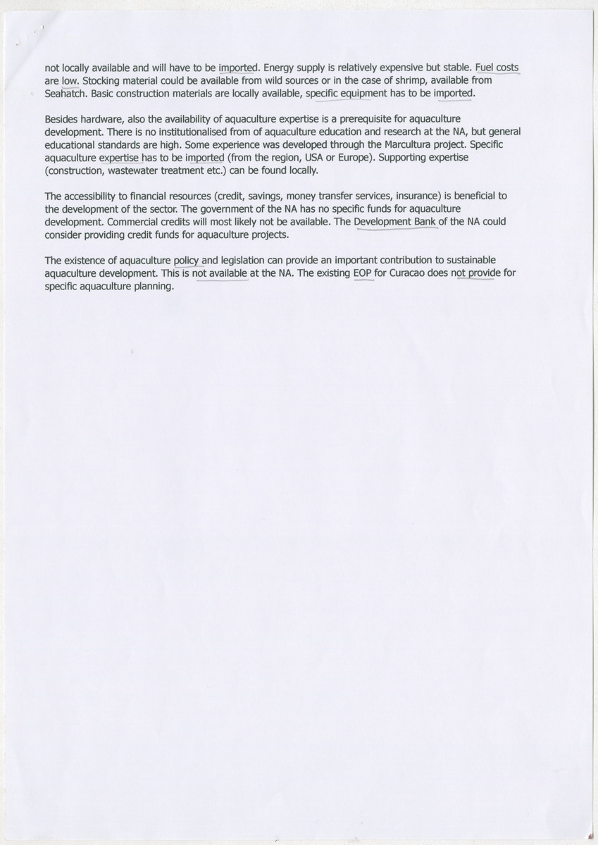 Aquaculture in the Netherlands Antilles - Quick scan of the development potential - New Page