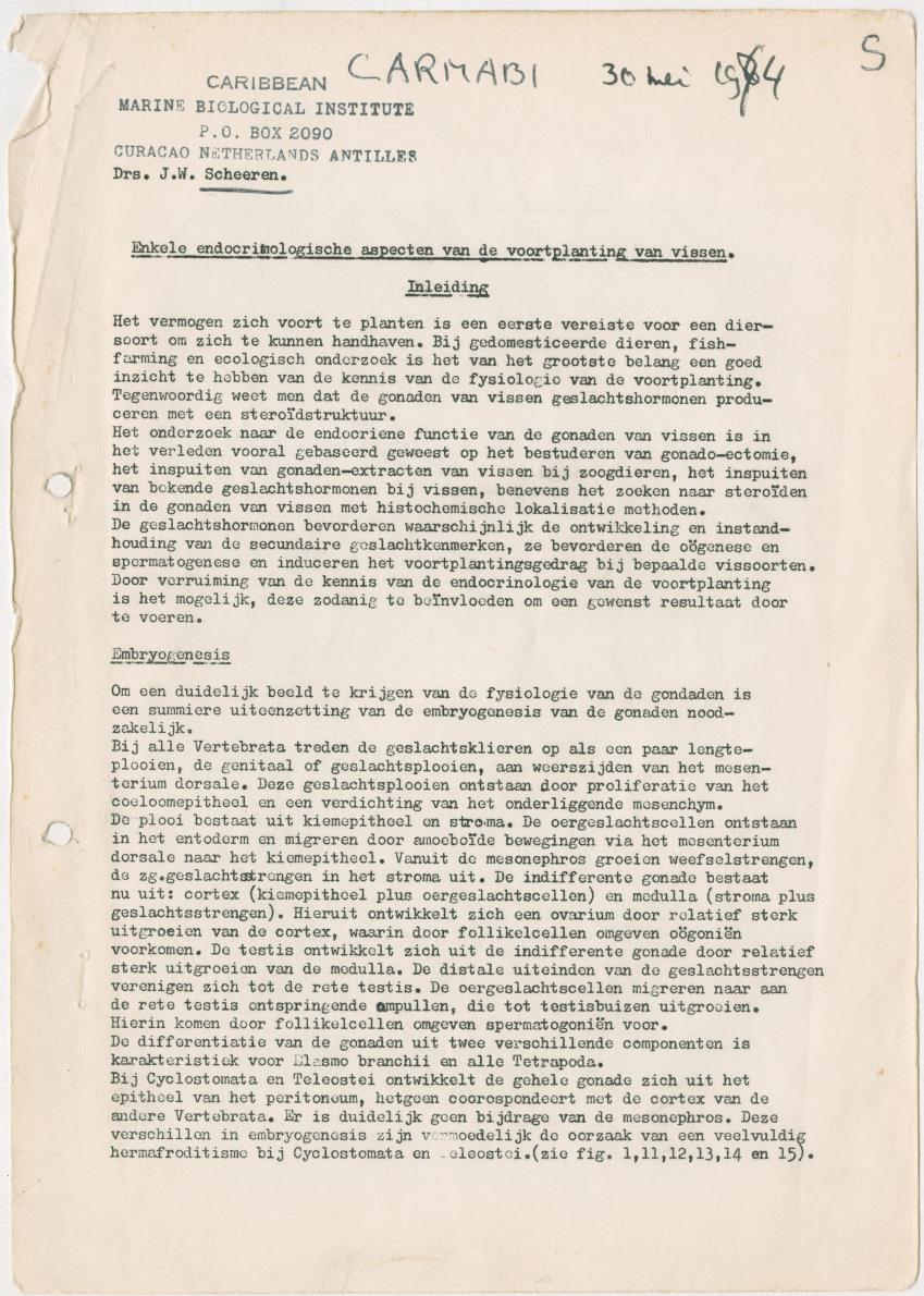 Enkele endocrinologische aspecten van de voortplanting van vissen - New Page