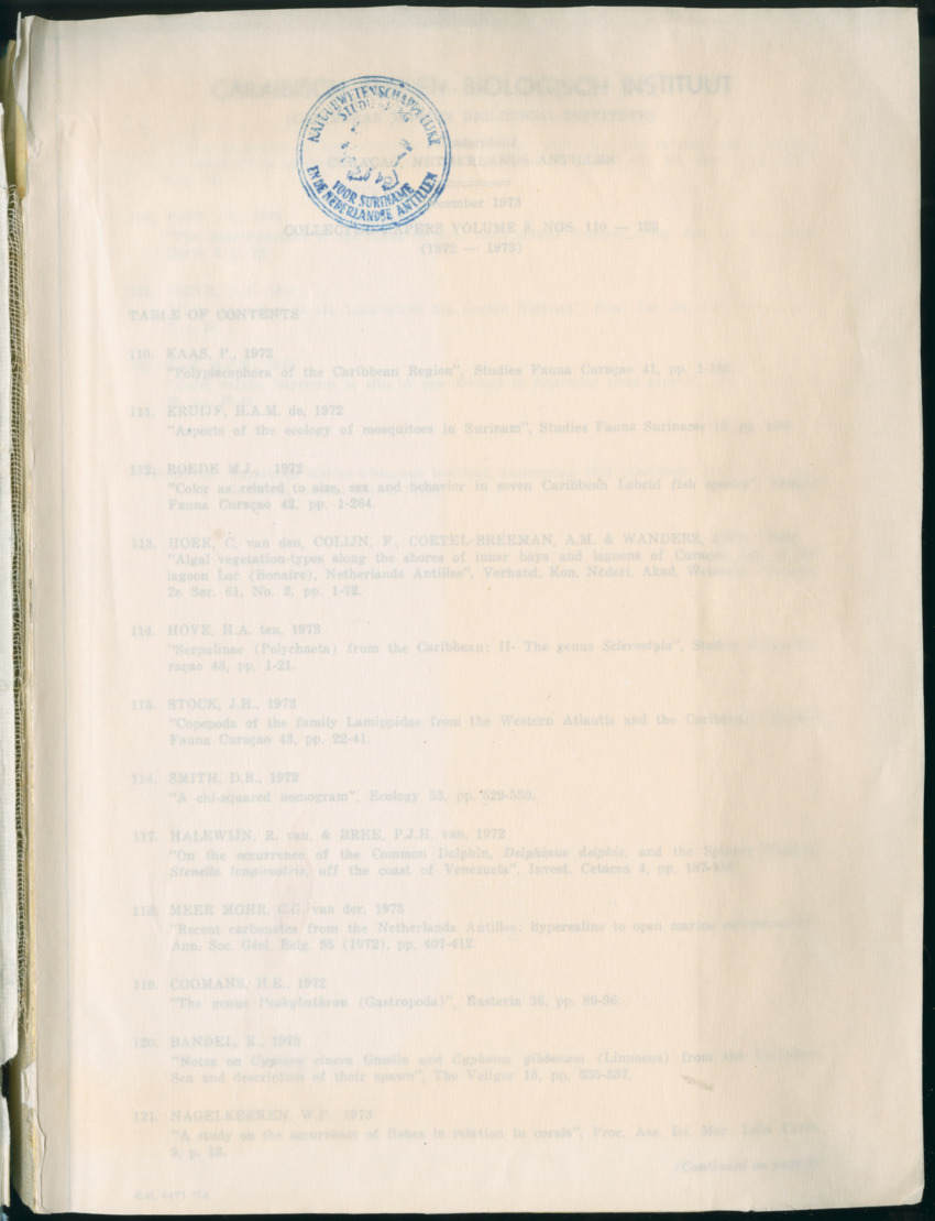Carmabi Collected Papers Volume 8 - Nos. 110-125, 1972-1973 - New Page