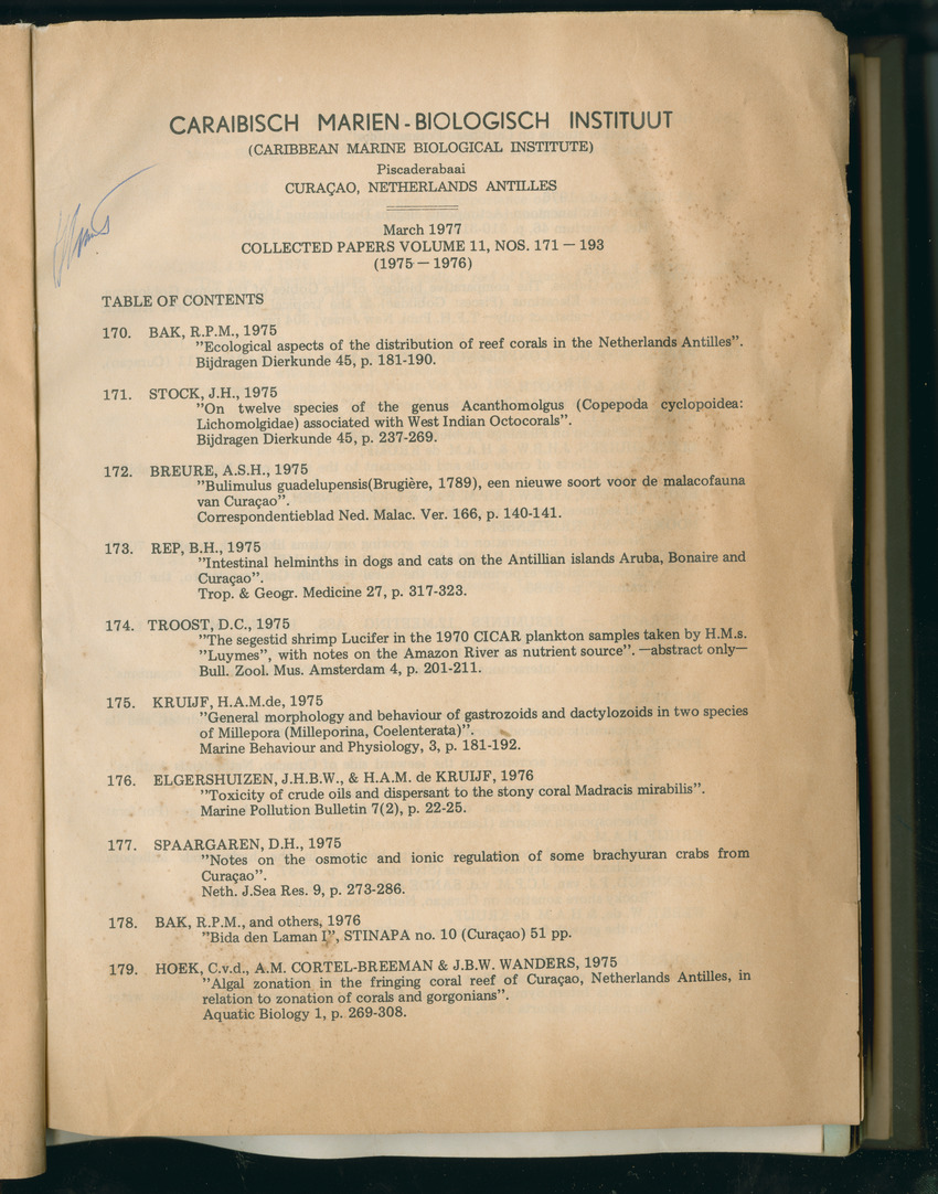 Carmabi Collected Papers Volume 11 - Nos. 170-193, 1975-1976 - Page 5
