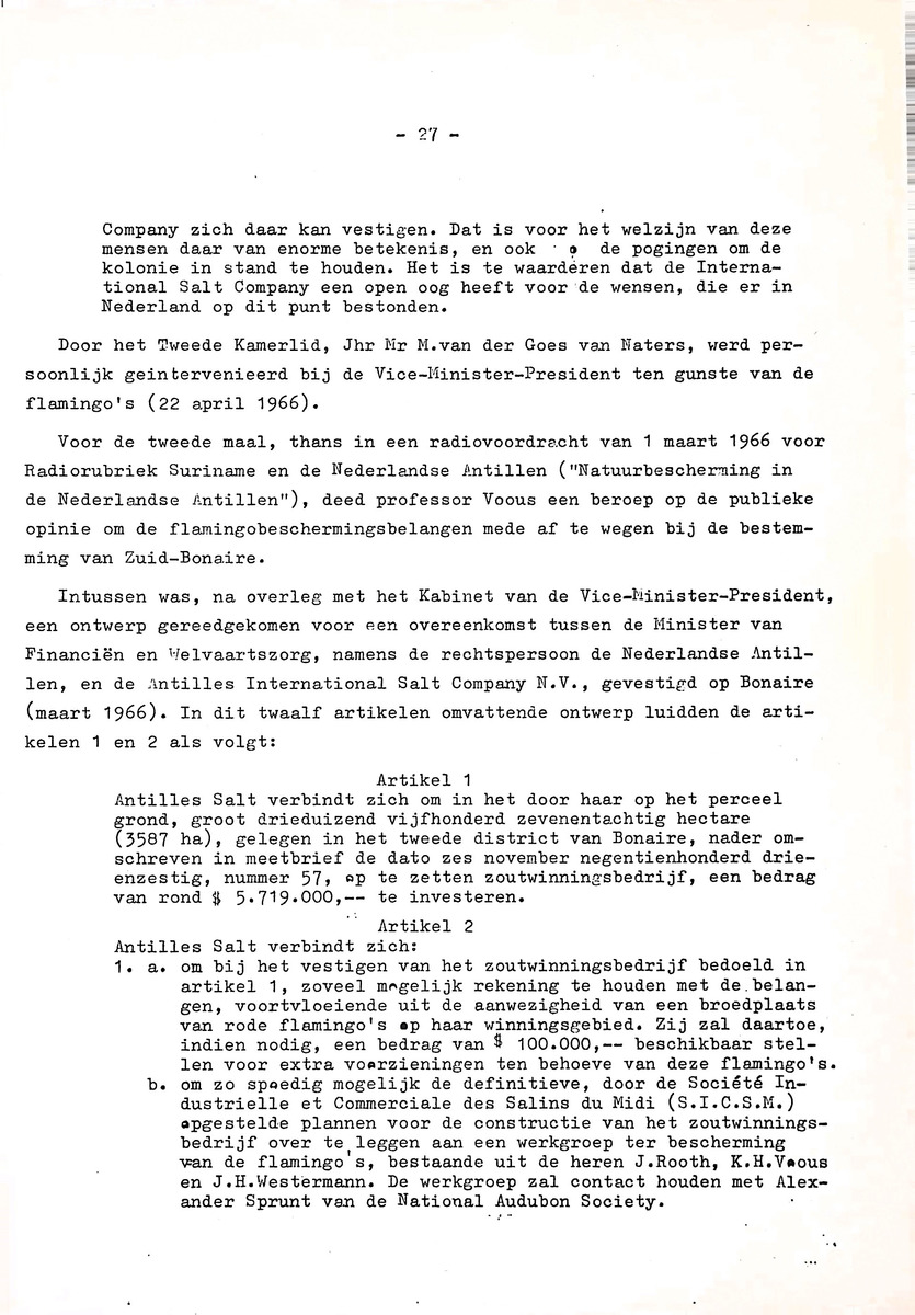 Om het voortbestaan van de flamingo's van Zuid-Bonaire, 1957-1967 - New Page