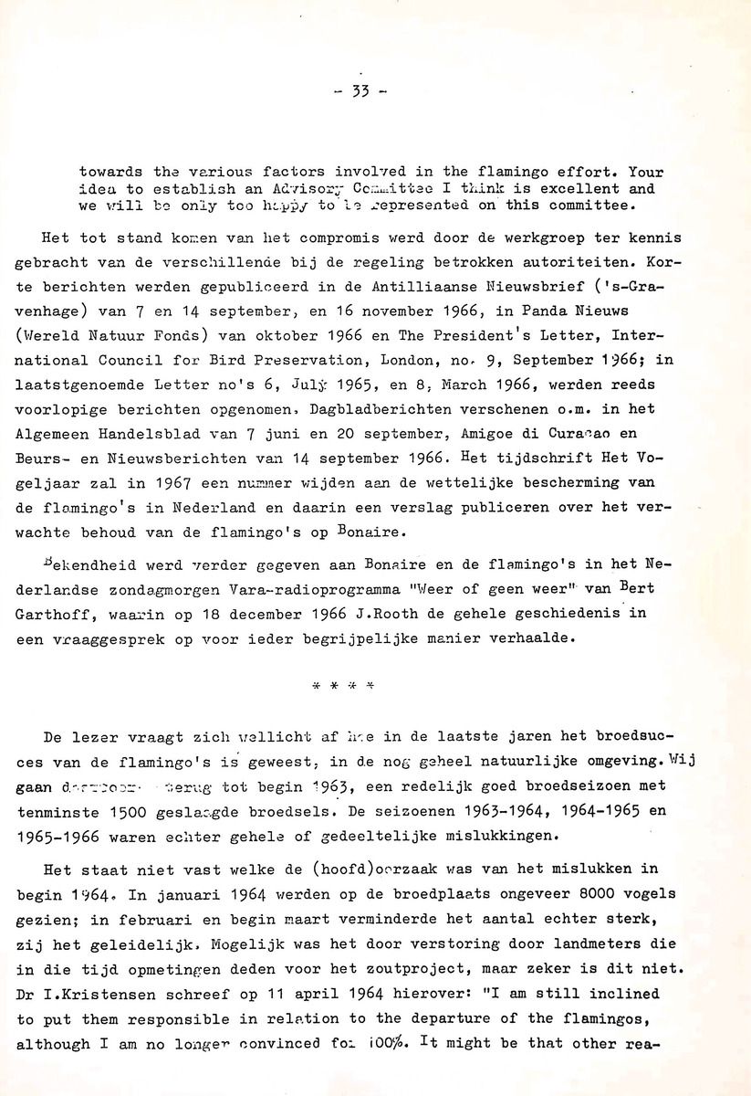 Om het voortbestaan van de flamingo's van Zuid-Bonaire, 1957-1967 - New Page
