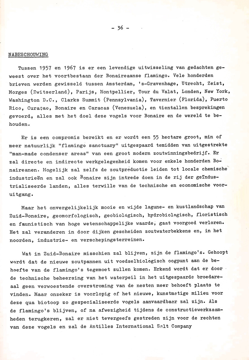Om het voortbestaan van de flamingo's van Zuid-Bonaire, 1957-1967 - New Page