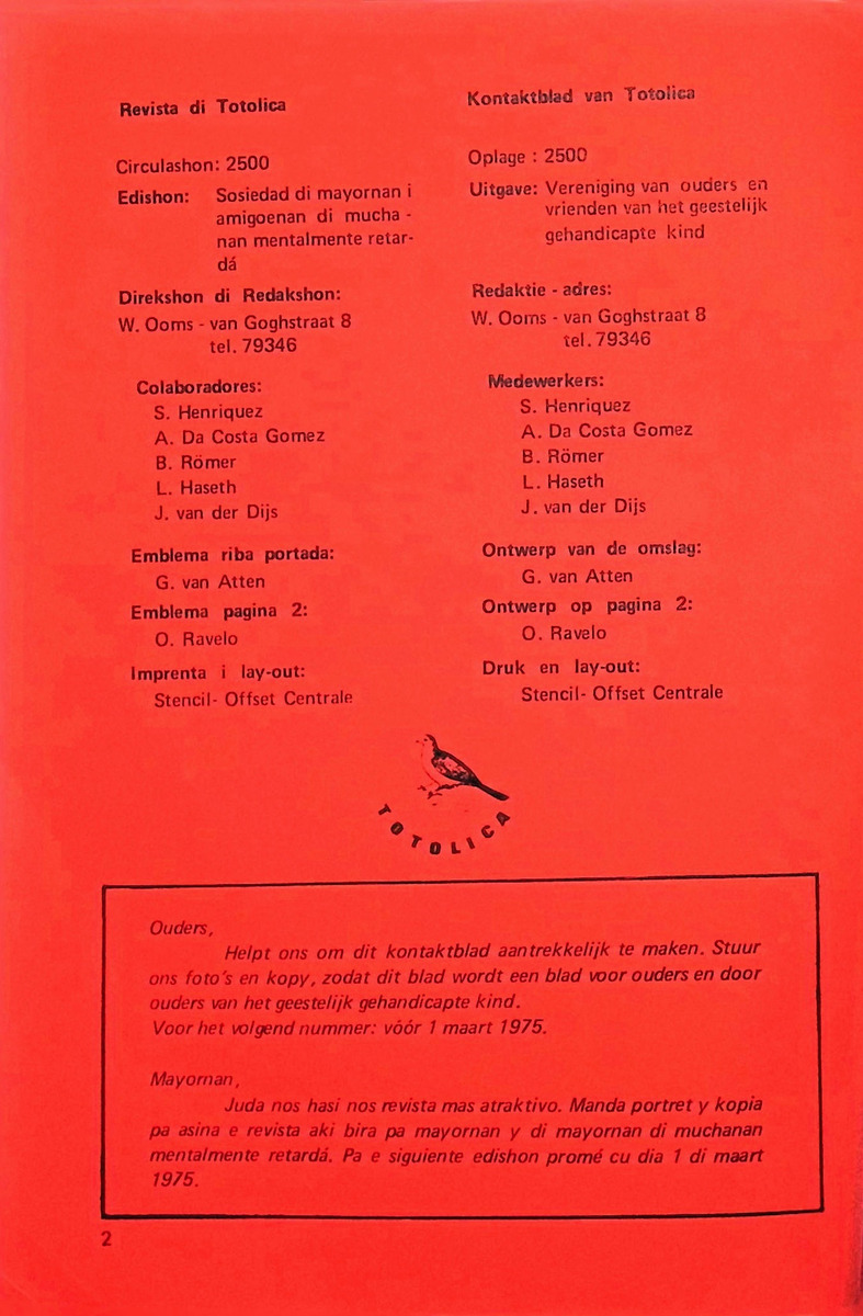 Totolica - kontaktblad vereniging van ouders en vrienden van het geestelijk gehandicapte kind - 1974-1976, nr 1-10 - New Page