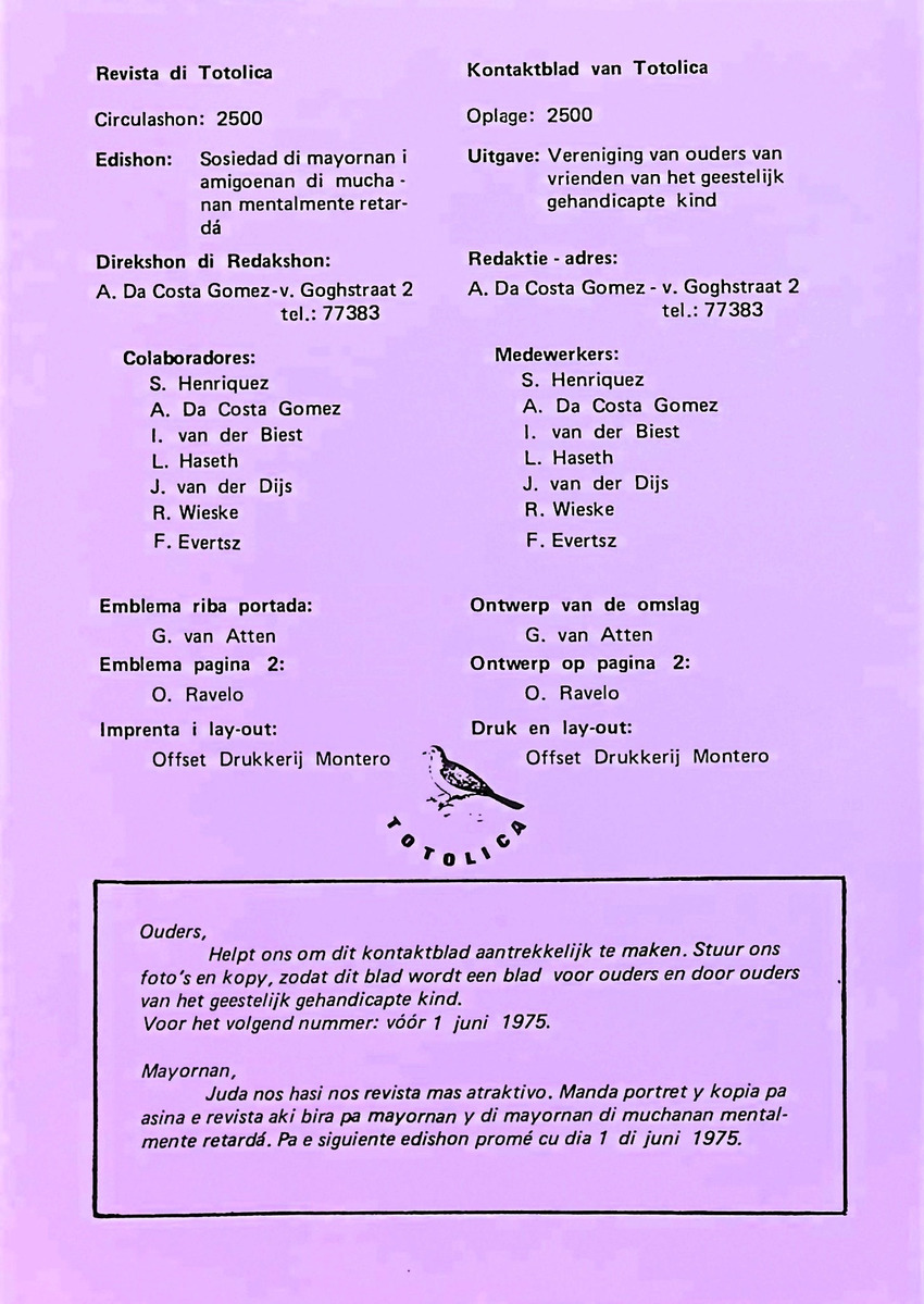 Totolica - kontaktblad vereniging van ouders en vrienden van het geestelijk gehandicapte kind - 1974-1976, nr 1-10 - New Page