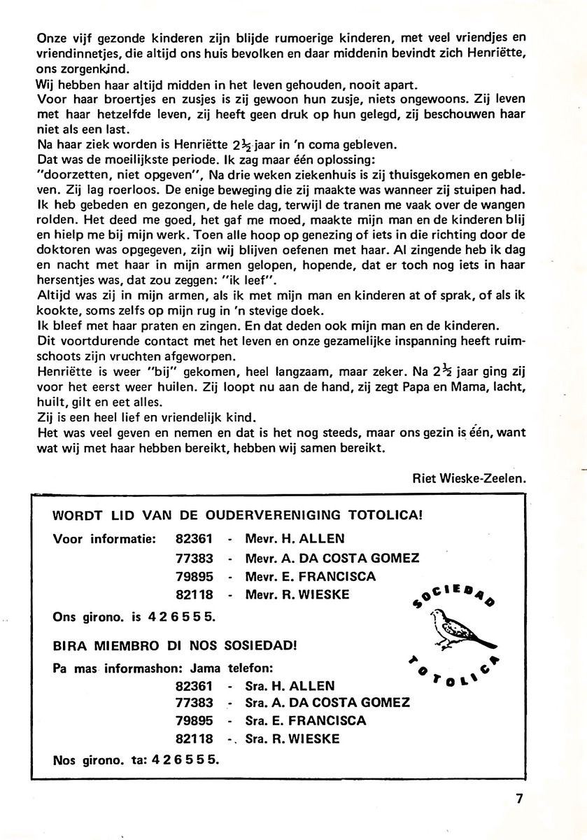 Totolica - kontaktblad vereniging van ouders en vrienden van het geestelijk gehandicapte kind - 1974-1976, nr 1-10 - New Page
